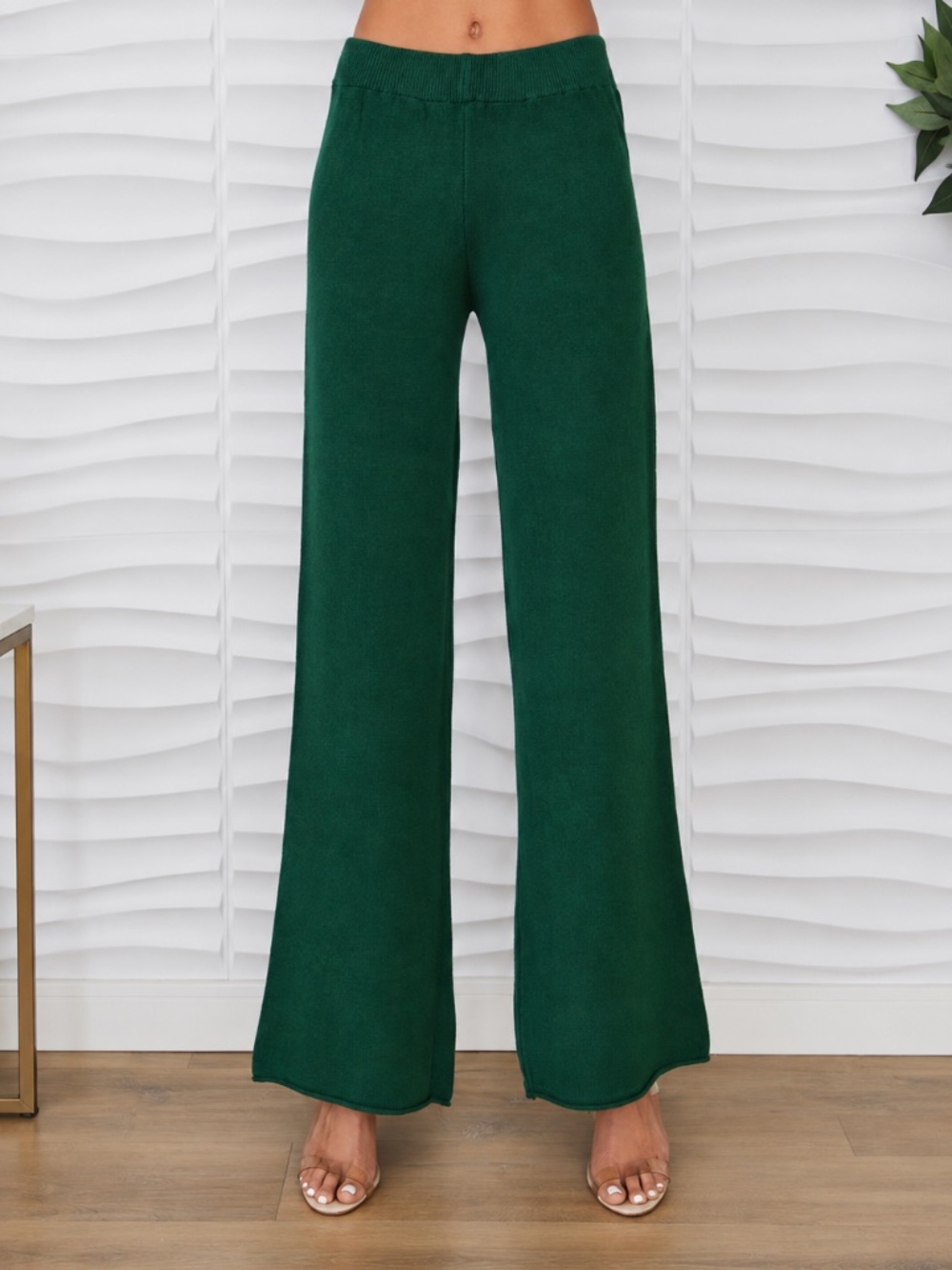 NWT Milio Milano Lia Knit Wide Leg Pants Hunter Green XS/S